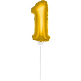 Folie Cijffer Ballon 1 "36" cm Goud zonder helium