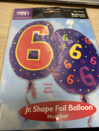 Folie ballon nummer 6  45 cm wordt geleverd zonder helium