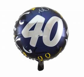 Folieballon 40 jaar blauw wit  45 cm wordt geleverd met helium af te halen in de winkel of bezorgd berkel en rodenrijs bergschenhoek bleiswijk pijnacker