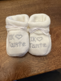 slofjes  Ik hartje Tante wit (0 tot 3 maanden)