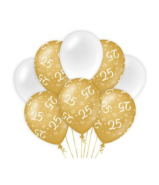 25 jaar Ballonnen 8 stuks gold White