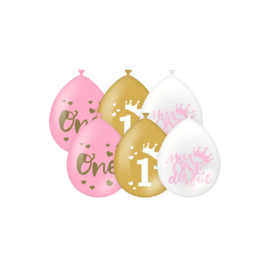 Party balloons - First birthday girl 6 pcs