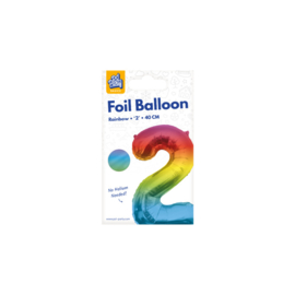 Folie Cijffer Ballon 2  40 cm Gekleurd zonder helium