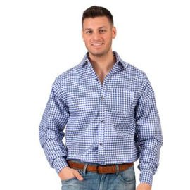 Geruiten blouse blauw wit geblokt bierfeest maat  L