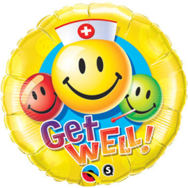 Folie ballon Get well  18 inch 45 cm geleverd zonder helium