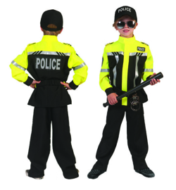 Police Bikercop Yellow Jacket, belt, cap maat 116