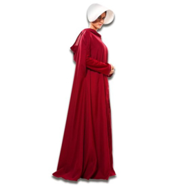 Handmaid's Tale cape (mt M/L) Kostuum Handmaid's Tale cape, maat M/L. Kostuum bestaat uit: cape met capuchon en kapje. Let op: dit kostuum bevat alleen de cape!