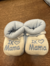 slofjes  Ik hartje Mama blauw /wit (0 tot 3 maanden)