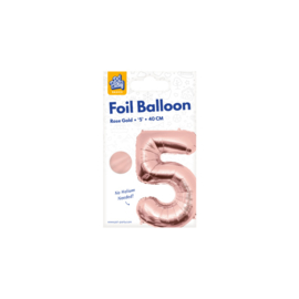 Folie Cijffer Ballon 5   40 cm Zilver zonder helium