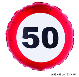 Folie Ballon 50 jaar plus minus 56x46 cm geleverd zonder helium