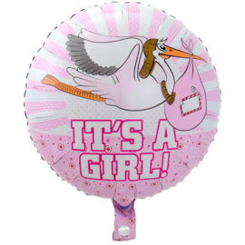 Folie ballon It's a Girl  geleverd zonder helium