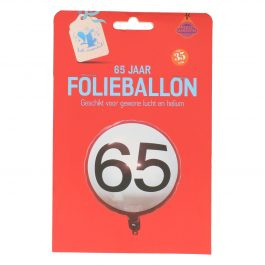 Folieballon verkeer 65. Deze folieballon heeft een grootte van 35cm en kan zowel met lucht als met helium worden gevuld. Wanneer de ballon gevuld wordt met helium, blijft hij zweven. wordt geleverd  met helium af te halen in winkel helium