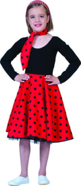 Rok rood met zwarte stippen 3 size in one