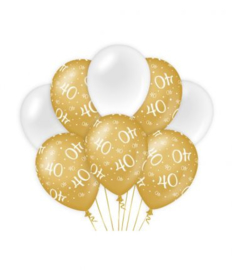 40 jaar Ballonnen 8 stuks gold White