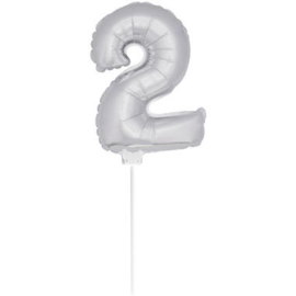 Folie Cijffer Ballon 2 "36" cm Zilver zonder helium