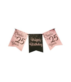 Party Flagbanner Rose Black 25 jaar