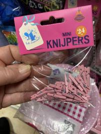 Mini knijpers roze 24 stuks