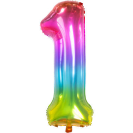 Folie ballon gekleurd Cijfer 1 plus minus 86 cm met helium kan alleen bezorgd worden in Berkel en Rodenrijs, Bergschenhoek, Bleiswijk, pijnacker of in de winkel afgehaald worden