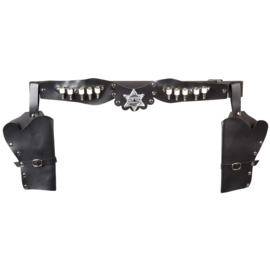 Cowboyholster dubbel Sheriff zwart