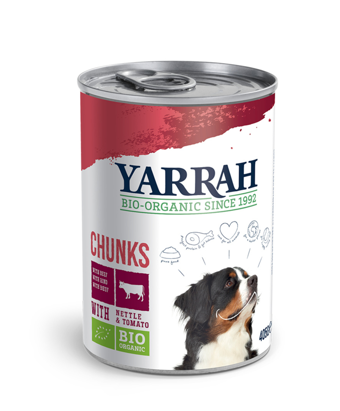Yarrah Biologisch Natvoer voor Honden Chunks met Biokip en Biorund