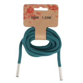 Hoodie koord met koordeinden 6mm 1.25m - blauwgroen