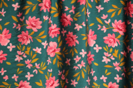Groen met kleine bloemetjes textuur-viscose  - Atelier Jupe