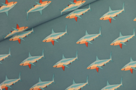 SYAS Sharks - M - French Terry - Stoffig Turquoise - R
