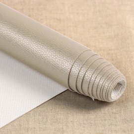 50 cm Kunstleder : Linnen wit metallic