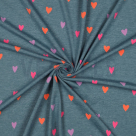 JERSEY MELANGE NEON HEARTS - SMOKE BLUE MELANGE  Favorieten Download iconProductcertificaat Kleurenkaart