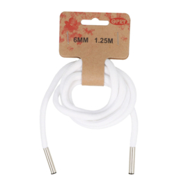 Hoodie koord met koordeinden 6mm 1.25m - wit