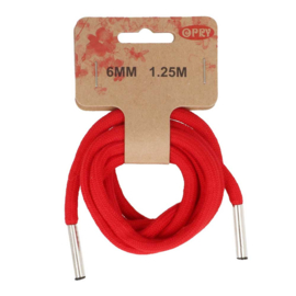 Hoodie koord met koordeinden 6mm 1.25m - rood