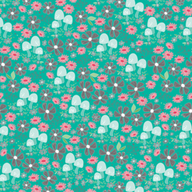 Teal Floral Garden