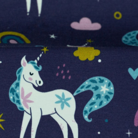 Unicorn donkerblauw katoentricot