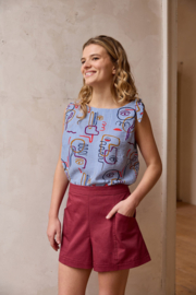 Wijnrode bio twill katoen - Atelier Jupe
