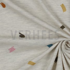 JERSEY MELANGE GLITTER SCRIBBLES - ECRU