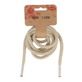 Hoodie koord met koordeinden 6mm 1.25m - beige