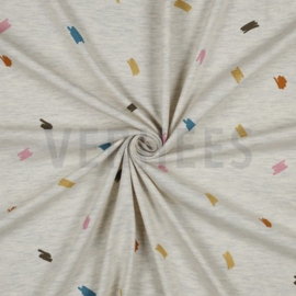 JERSEY MELANGE GLITTER SCRIBBLES - ECRU