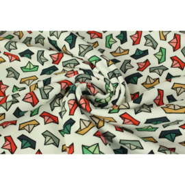 Coupon 1 m Paper boats - French terry