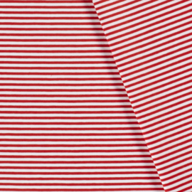 Katoen Jersey Strepen Rood