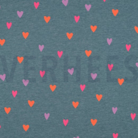 JERSEY MELANGE NEON HEARTS - SMOKE BLUE MELANGE  Favorieten Download iconProductcertificaat Kleurenkaart