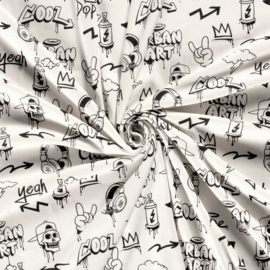Alphen Fleece  Graffiti Wit