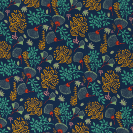 Splendour by jolijou, Viscose Jersey, Flowers, dark blue