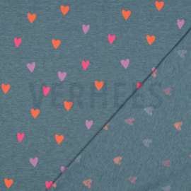 JERSEY MELANGE NEON HEARTS - SMOKE BLUE MELANGE  Favorieten Download iconProductcertificaat Kleurenkaart