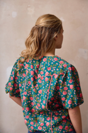 Groen met kleine bloemetjes textuur-viscose  - Atelier Jupe