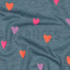 JERSEY MELANGE NEON HEARTS - SMOKE BLUE MELANGE  Favorieten Download iconProductcertificaat Kleurenkaart