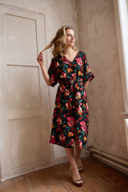 Zwarte viscose met kleurrijke bloemen  - Atelier Jupe