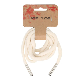 Hoodie koord met koordeinden 6mm 1.25m - creme