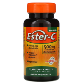 American Health, Ester-C 500 mg met 200 mg citrus bioflavonoïden, 90 vegetarische tabletten