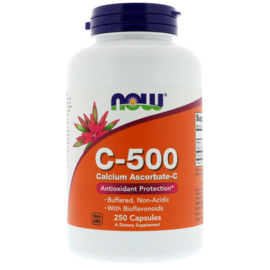 Now Foods, Gebufferde Vitamine C-500, calciumascorbaat met bioflavonoïden, 250 capsules