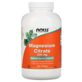 Now Foods, Magnesium Citraat, 200 mg, 250 vegetarische tabletten
